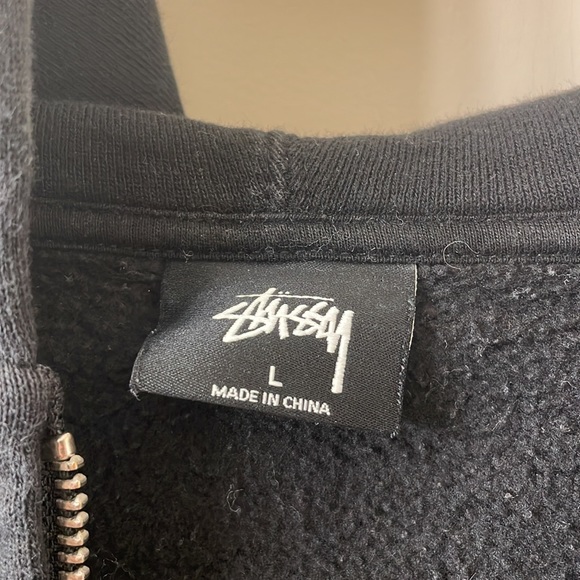 Men’s Stussy Black World Wide Zip Up Hoodie Size Large - Picture 4 of 7
